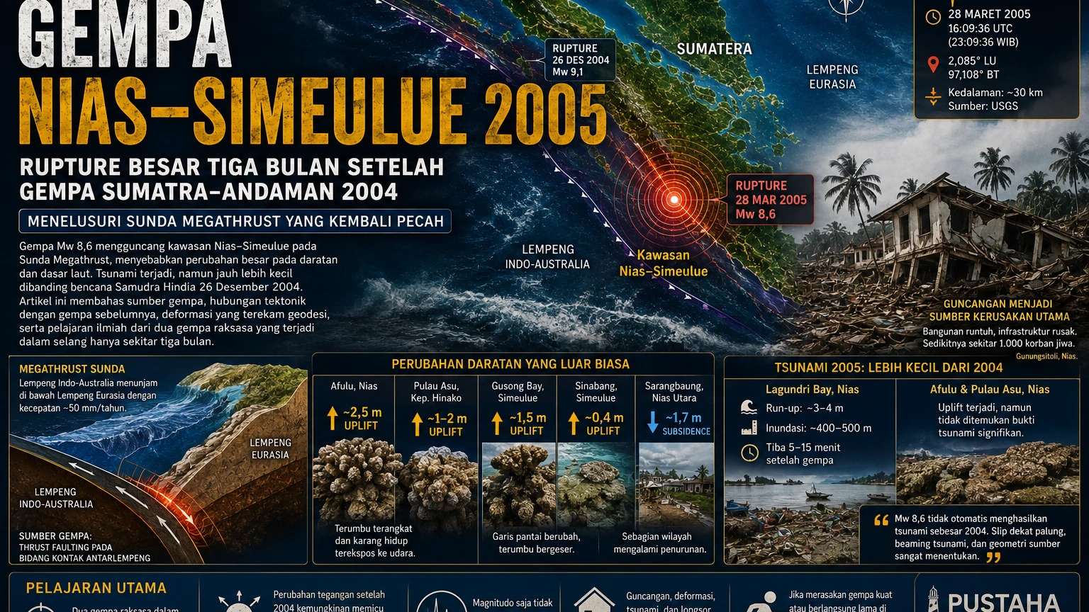 Gempa Nias–Simeulue 2005: Rupture Besar Tiga Bulan Setelah Gempa Sumatra–Andaman