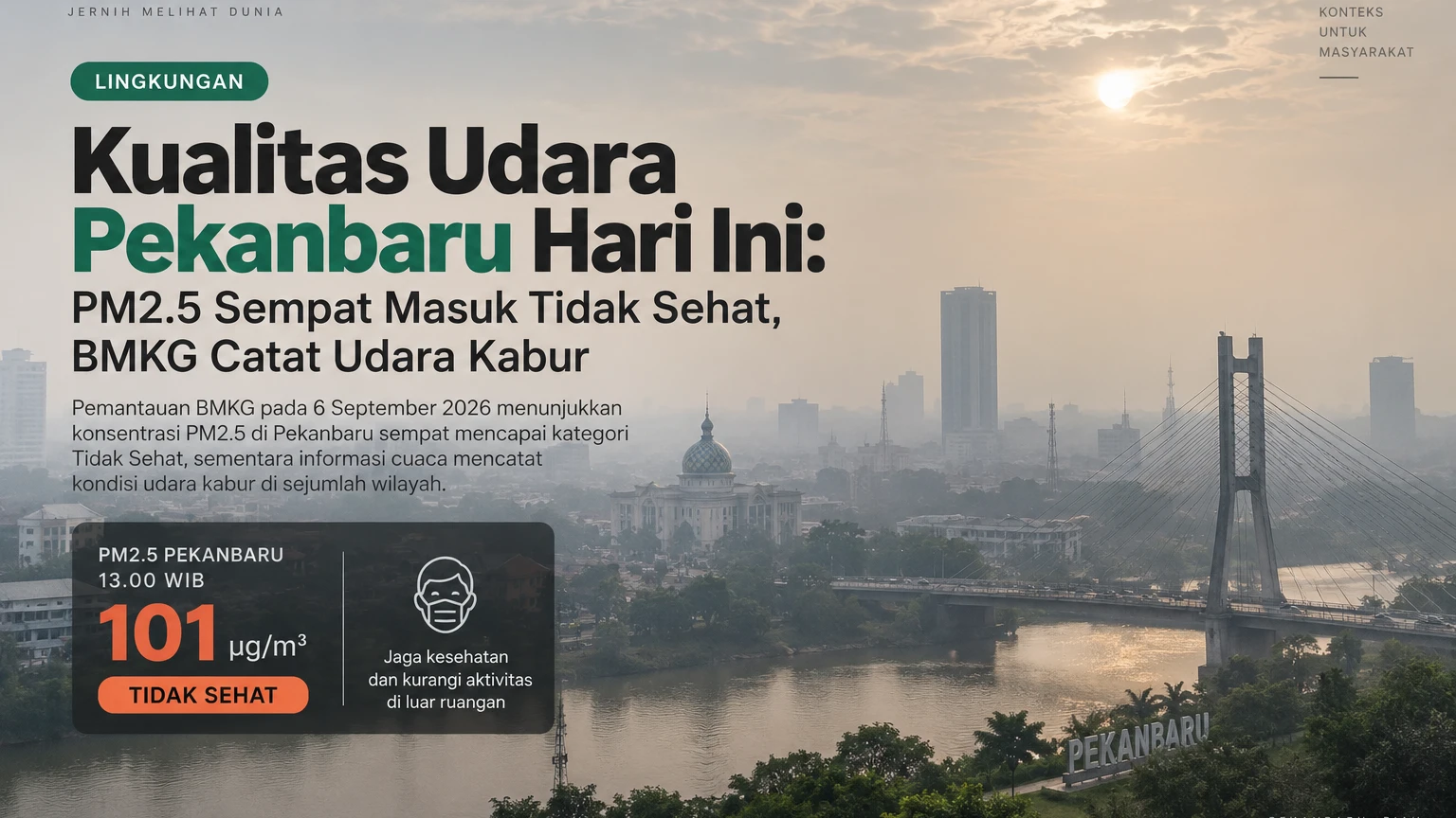 Kualitas Udara Pekanbaru Hari Ini: PM2.5 Sempat Masuk Tidak Sehat, BMKG Catat Udara Kabur