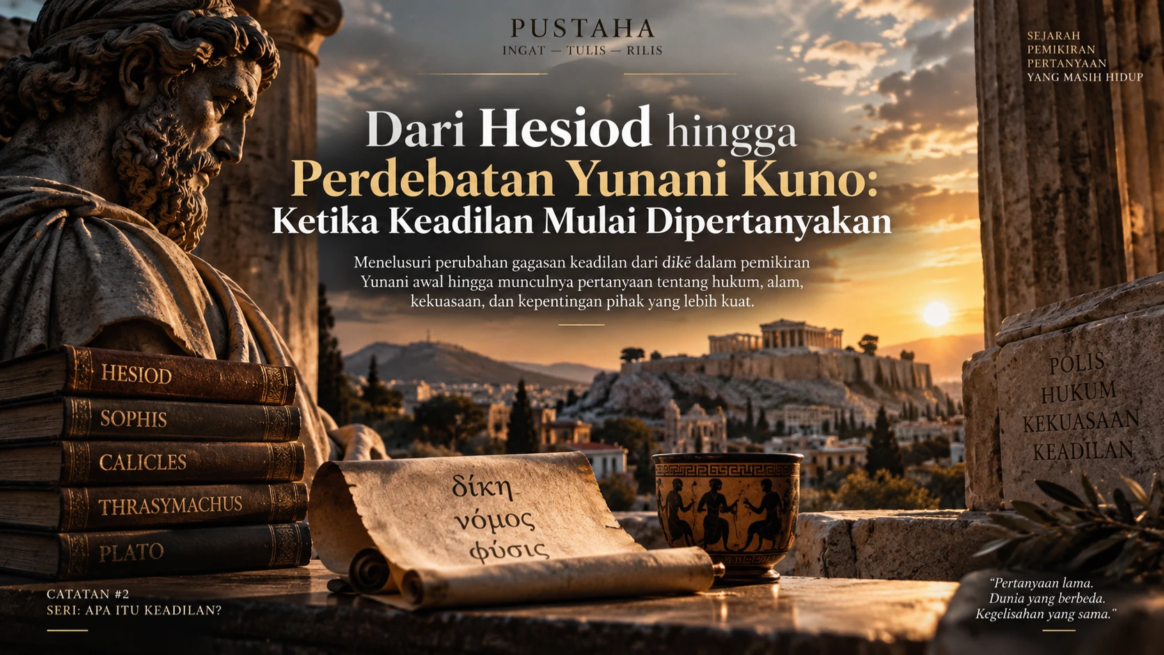 Dokumentasi Dari Hesiod hingga Perdebatan Yunani Kuno: Ketika Keadilan Mulai Dipertanyakan